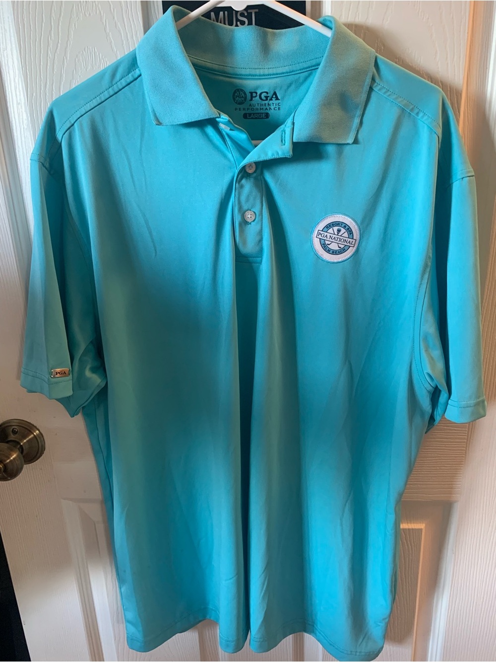 Ahead PGA National Men's Large Lg L Teal Performance Golf Polo Shirt